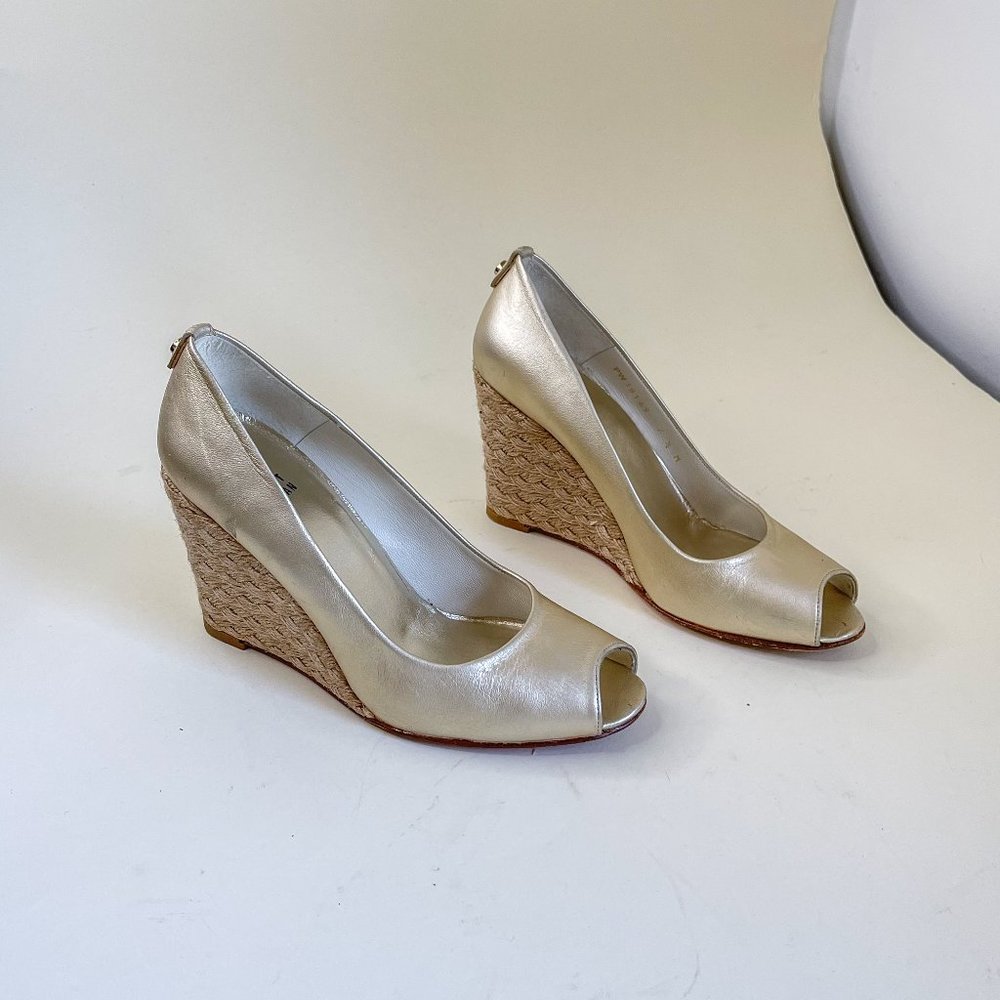 Stuart Weitzman Espadrille Wedge Peep Toe Heels
